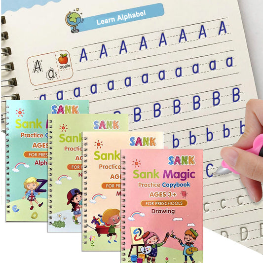 REUSABLE SANK MAGIC BOOK MONTESSORI KIDS | 4 BOOKS 5 REFILLS 1 PEN | MAGIC BOOK for KIDS | MAGIC BOOKS | SANK MAGIC BOOK for KIDS WRITING | REUSABLE BOOKS | MONTESSORI BOOK