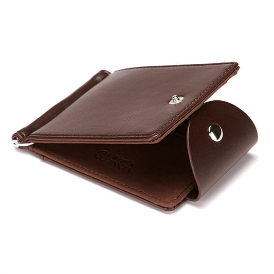 Men Ultrathin Mini Hasp Leather Wallet Business ID Credit Card Case Money Clip