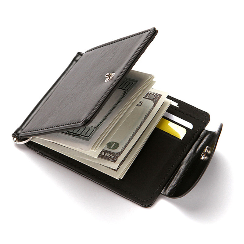 Men Ultrathin Mini Hasp Leather Wallet Business ID Credit Card Case Money Clip